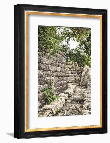 Stone wall in downtown Wichita, Kansas-Michael Scheufler-Framed Photographic Print