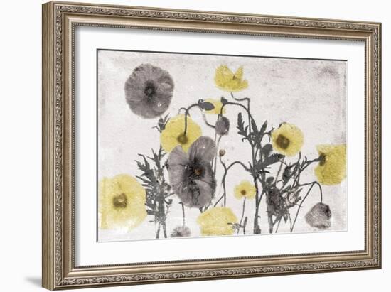 Stone Wash Poppies Light-Jace Grey-Framed Art Print