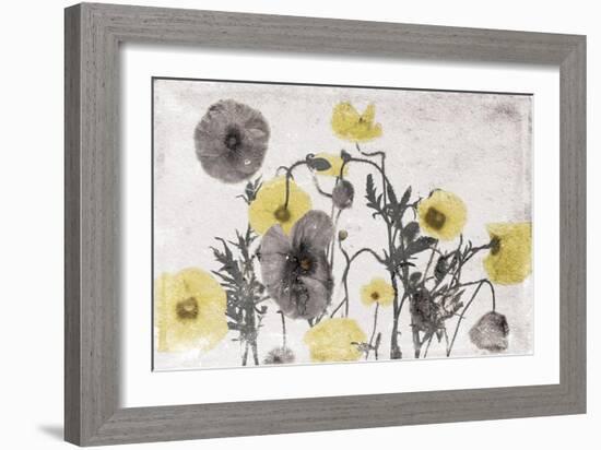 Stone Wash Poppies Light-Jace Grey-Framed Art Print