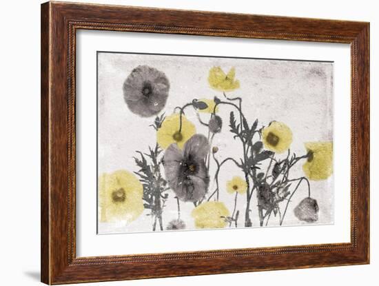 Stone Wash Poppies Light-Jace Grey-Framed Art Print