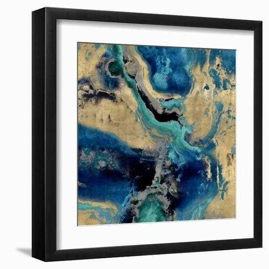 Stone with Blue and Gold-Danielle Carson-Framed Art Print