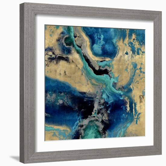 Stone with Blue and Gold-Danielle Carson-Framed Art Print