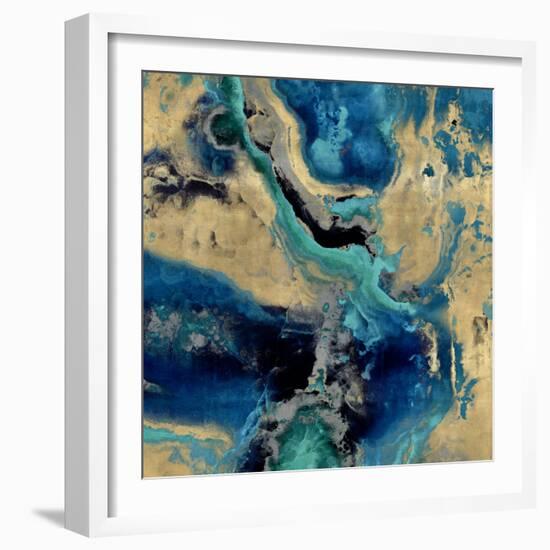 Stone with Blue and Gold-Danielle Carson-Framed Art Print