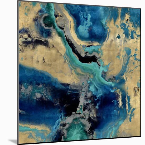 Stone with Blue and Gold-Danielle Carson-Mounted Art Print