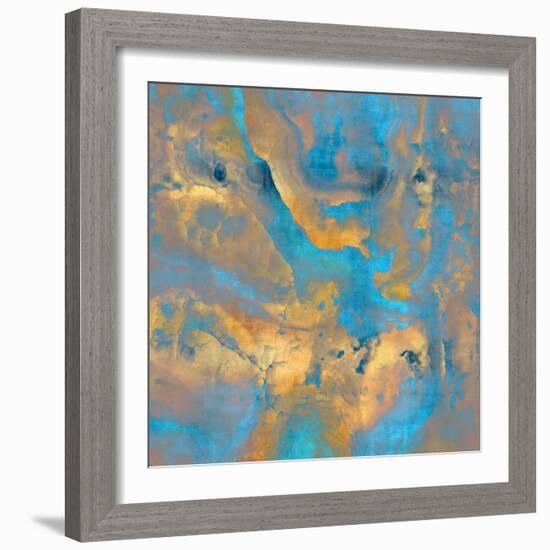 Stone with Turquoise and Gold-Danielle Carson-Framed Art Print