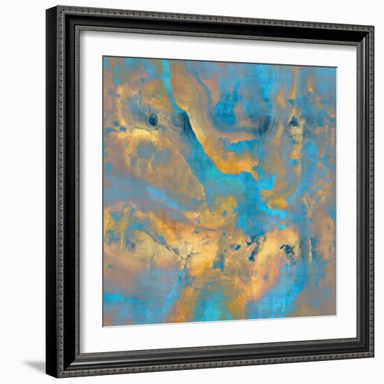 Stone with Turquoise and Gold-Danielle Carson-Framed Art Print