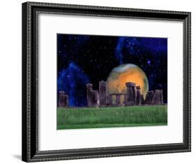 Stonehenge at Night with Mars in Background-Tomas del Amo-Framed Photographic Print