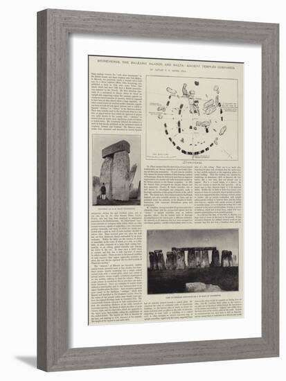 Stonehenge, the Balearic Islands, and Malta, Ancient Temples Compared-null-Framed Giclee Print