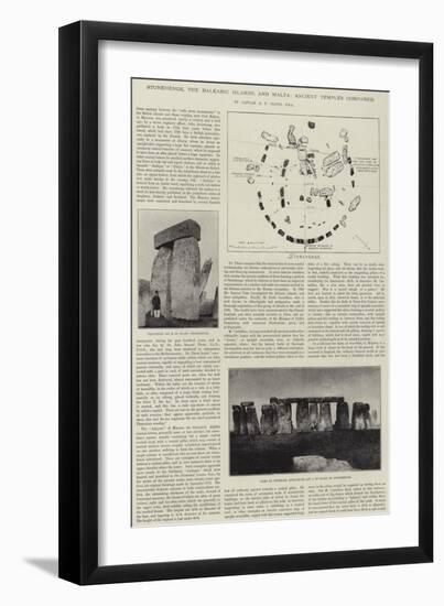 Stonehenge, the Balearic Islands, and Malta, Ancient Temples Compared-null-Framed Giclee Print