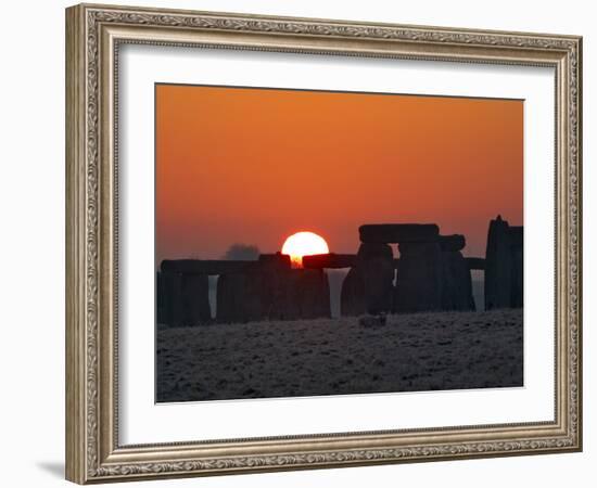 Stonehenge, UNESCO World Heritage Site, at Sunrise, Wiltshire, England, United Kingdom, Europe-Charles Bowman-Framed Photographic Print