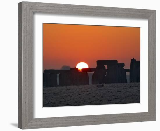 Stonehenge, UNESCO World Heritage Site, at Sunrise, Wiltshire, England, United Kingdom, Europe-Charles Bowman-Framed Photographic Print