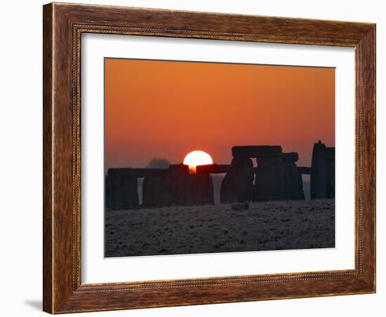 Stonehenge, UNESCO World Heritage Site, at Sunrise, Wiltshire, England, United Kingdom, Europe-Charles Bowman-Framed Photographic Print