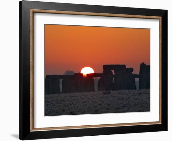 Stonehenge, UNESCO World Heritage Site, at Sunrise, Wiltshire, England, United Kingdom, Europe-Charles Bowman-Framed Photographic Print