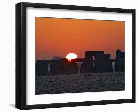 Stonehenge, UNESCO World Heritage Site, at Sunrise, Wiltshire, England, United Kingdom, Europe-Charles Bowman-Framed Photographic Print