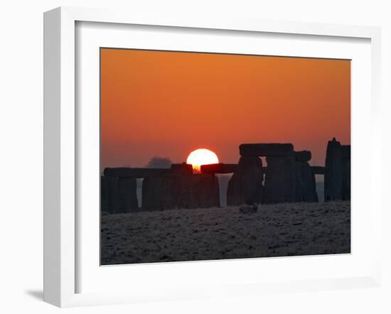 Stonehenge, UNESCO World Heritage Site, at Sunrise, Wiltshire, England, United Kingdom, Europe-Charles Bowman-Framed Photographic Print