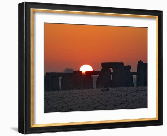 Stonehenge, UNESCO World Heritage Site, at Sunrise, Wiltshire, England, United Kingdom, Europe-Charles Bowman-Framed Photographic Print