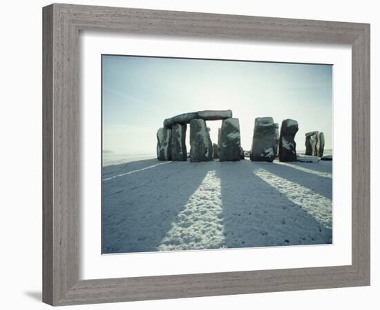 Stonehenge, Unesco World Heritage Site, in Winter Snow, Wiltshire, England, United Kingdom, Europe-Adam Woolfitt-Framed Photographic Print