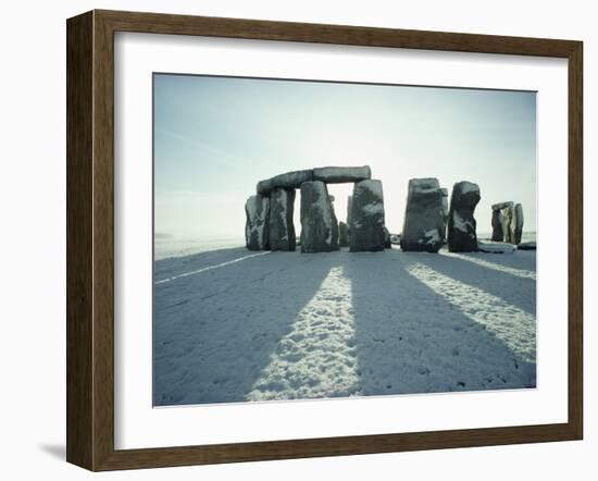 Stonehenge, Unesco World Heritage Site, in Winter Snow, Wiltshire, England, United Kingdom, Europe-Adam Woolfitt-Framed Photographic Print