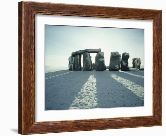 Stonehenge, Unesco World Heritage Site, in Winter Snow, Wiltshire, England, United Kingdom, Europe-Adam Woolfitt-Framed Photographic Print