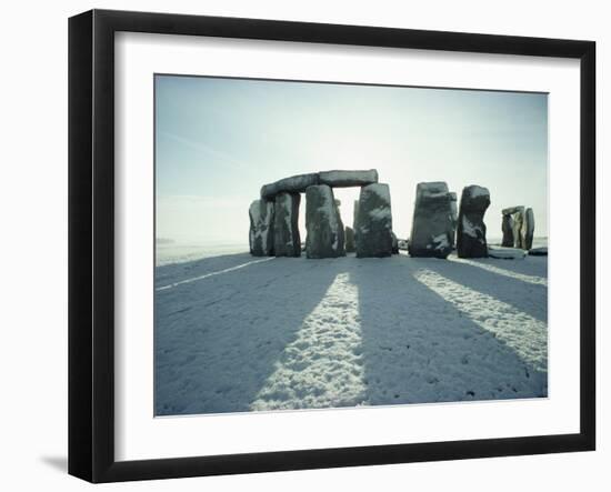 Stonehenge, Unesco World Heritage Site, in Winter Snow, Wiltshire, England, United Kingdom, Europe-Adam Woolfitt-Framed Photographic Print