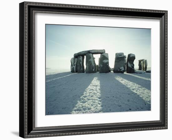 Stonehenge, Unesco World Heritage Site, in Winter Snow, Wiltshire, England, United Kingdom, Europe-Adam Woolfitt-Framed Photographic Print