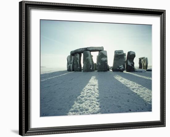 Stonehenge, Unesco World Heritage Site, in Winter Snow, Wiltshire, England, United Kingdom, Europe-Adam Woolfitt-Framed Photographic Print