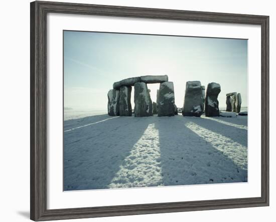 Stonehenge, Unesco World Heritage Site, in Winter Snow, Wiltshire, England, United Kingdom, Europe-Adam Woolfitt-Framed Photographic Print