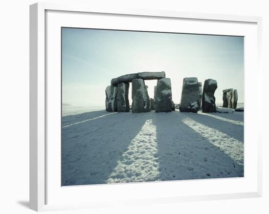 Stonehenge, Unesco World Heritage Site, in Winter Snow, Wiltshire, England, United Kingdom, Europe-Adam Woolfitt-Framed Photographic Print