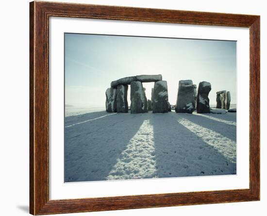 Stonehenge, Unesco World Heritage Site, in Winter Snow, Wiltshire, England, United Kingdom, Europe-Adam Woolfitt-Framed Photographic Print