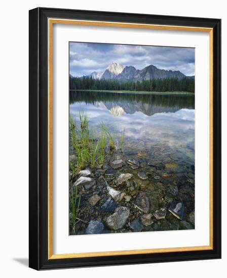 Stones Along Shore of Frog Lake with Mountain Peaks in Back, Sawtooth National Recreation Area, USA-Scott T^ Smith-Framed Photographic Print