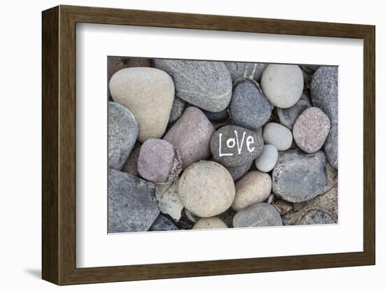 Stones, Pebble Stone with Lettering Love-Andrea Haase-Framed Photographic Print