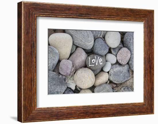 Stones, Pebble Stone with Lettering Love-Andrea Haase-Framed Photographic Print