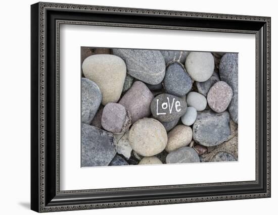 Stones, Pebble Stone with Lettering Love-Andrea Haase-Framed Photographic Print