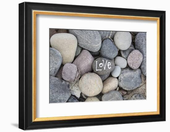 Stones, Pebble Stone with Lettering Love-Andrea Haase-Framed Photographic Print