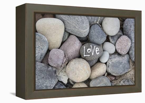 Stones, Pebble Stone with Lettering Love-Andrea Haase-Framed Premier Image Canvas