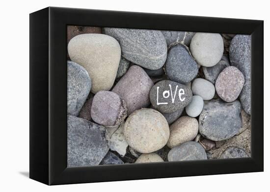 Stones, Pebble Stone with Lettering Love-Andrea Haase-Framed Premier Image Canvas