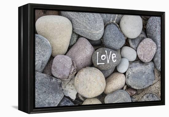 Stones, Pebble Stone with Lettering Love-Andrea Haase-Framed Premier Image Canvas