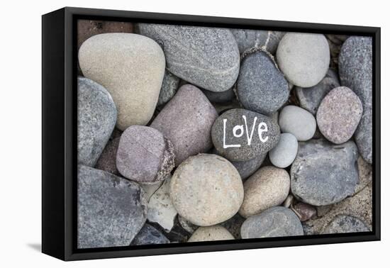 Stones, Pebble Stone with Lettering Love-Andrea Haase-Framed Premier Image Canvas