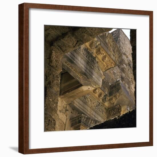 Stonework on the facade of the stage of the theatre in Aspendos, 2nd century. Artist: Unknown-Unknown-Framed Photographic Print