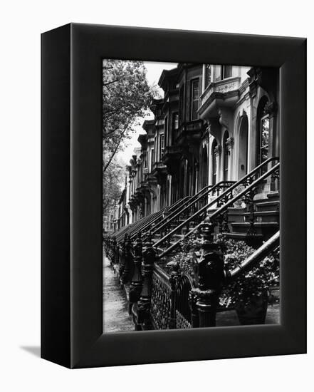 Stoops on 19th Century Brooklyn Row Houses-Karen Tweedy-Holmes-Framed Premier Image Canvas