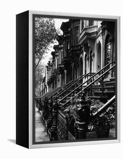 Stoops on 19th Century Brooklyn Row Houses-Karen Tweedy-Holmes-Framed Premier Image Canvas