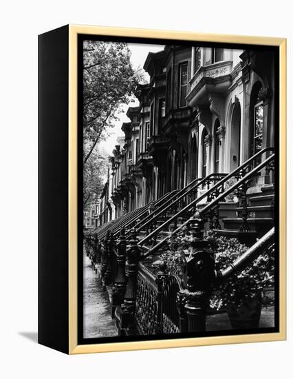 Stoops on 19th Century Brooklyn Row Houses-Karen Tweedy-Holmes-Framed Premier Image Canvas