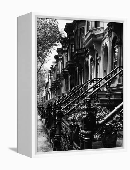 Stoops on 19th Century Brooklyn Row Houses-Karen Tweedy-Holmes-Framed Premier Image Canvas