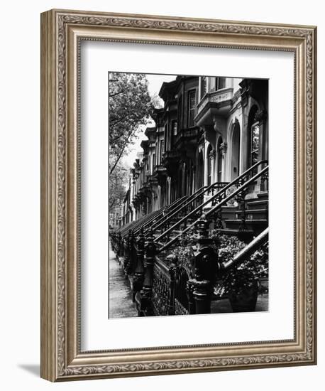 Stoops on 19th Century Brooklyn Row Houses-Karen Tweedy-Holmes-Framed Photographic Print