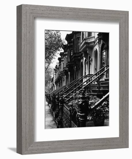 Stoops on 19th Century Brooklyn Row Houses-Karen Tweedy-Holmes-Framed Photographic Print