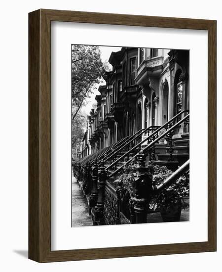 Stoops on 19th Century Brooklyn Row Houses-Karen Tweedy-Holmes-Framed Photographic Print