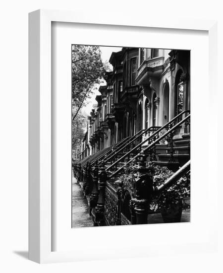 Stoops on 19th Century Brooklyn Row Houses-Karen Tweedy-Holmes-Framed Photographic Print