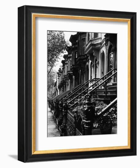 Stoops on 19th Century Brooklyn Row Houses-Karen Tweedy-Holmes-Framed Photographic Print