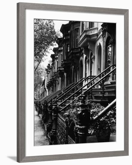 Stoops on 19th Century Brooklyn Row Houses-Karen Tweedy-Holmes-Framed Photographic Print