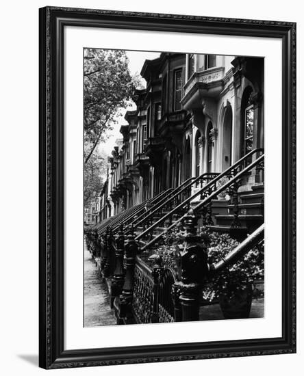 Stoops on 19th Century Brooklyn Row Houses-Karen Tweedy-Holmes-Framed Photographic Print